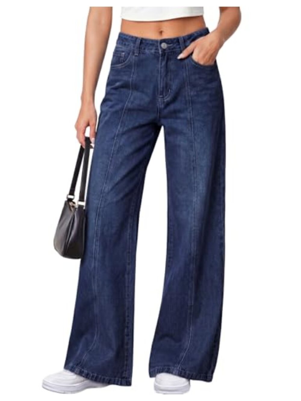 Wide Leg High Rise Stretchy Denim Jeans